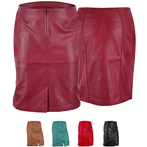 Trendiger Midi Lederrock aus Lammnappa Business Rock Echtleder 38, Weinrot Trendiger Midi Lederrock aus Lammnappa Business Rock Echtleder 38, Weinrot von German Wear