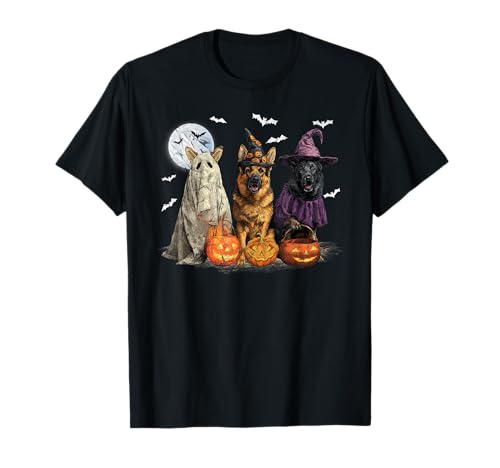Herren Damen Schäferhund Happy Halloween Hundeliebhaber T-Shirt von German shepherd Dog Pumpkin Happy Halloween