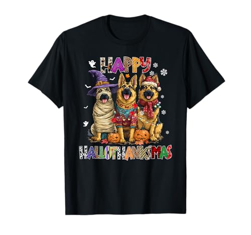 Deutscher Schäferhund, Weihnachten, Herren, Damen, Kinder T-Shirt Deutscher Schäferhund, Weihnachten, Herren, Damen, Kinder T-Shirt von German shepherd Happy Hallothankmas Christmas Dog