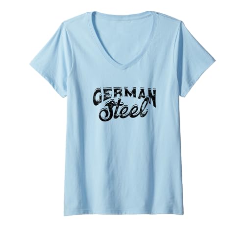Damen Deutscher Stahl – starkes Eisen-Metall-Stahl-Schweißarbeiter T-Shirt mit V-Ausschnitt Damen Deutscher Stahl – starkes Eisen-Metall-Stahl-Schweißarbeiter T-Shirt mit V-Ausschnitt von German steel - Metal Steel Iron Copper Welding