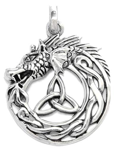 Germanenschmuck Braigh Midgardschlange (Kettenanhänger in Silber) | echt 925 Sterling Silber Drachen Anhänger von Germanenschmuck