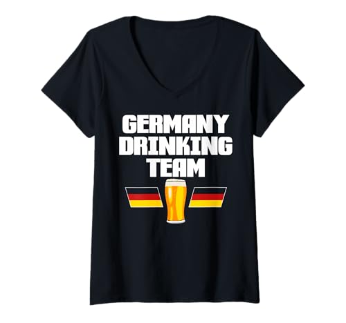 Damen Deutschland Trinkteam Deutsches Volksfest Deutsche Bierliebhaber T-Shirt mit V-Ausschnitt Damen Deutschland Trinkteam Deutsches Volksfest Deutsche Bierliebhaber T-Shirt mit V-Ausschnitt von Germany Drinking Team Squad Alcoholic German Flag