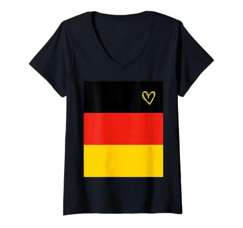Damen Deutschland Flagge Deutsches Herz Stolzer Erbe Nationalfeiertag T-Shirt mit V-Ausschnitt Damen Deutschland Flagge Deutsches Herz Stolzer Erbe Nationalfeiertag T-Shirt mit V-Ausschnitt von Germany Flag German Proud National Day Gifts Idea