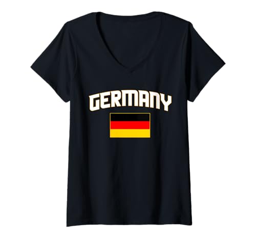 Damen Deutschland, Deutschland, Deutsche Flagge, Deutsche Patriotische Flagge T-Shirt mit V-Ausschnitt von Germany Flag Gifts for German Patriots Abroad
