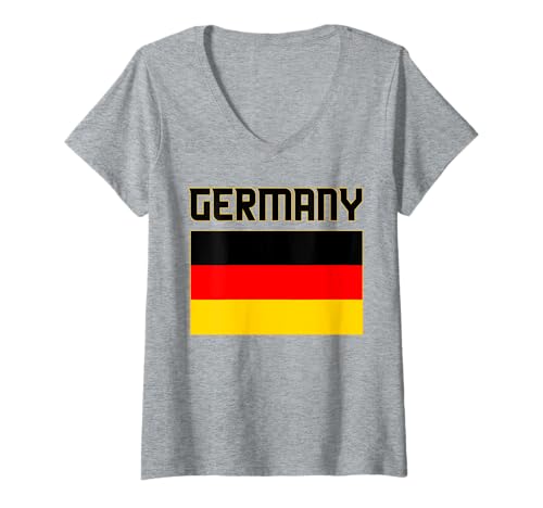 Damen Deutschland, Deutschland, Deutsche Flagge, Deutsche Patriotische Flagge T-Shirt mit V-Ausschnitt von Germany Flag Gifts for German Patriots Abroad