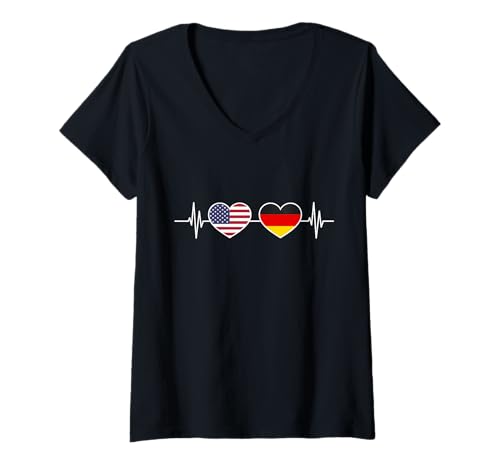 Damen Deutschlandflagge Deutschland T-Shirt mit V-Ausschnitt Damen Deutschlandflagge Deutschland T-Shirt mit V-Ausschnitt von Germany German Gift