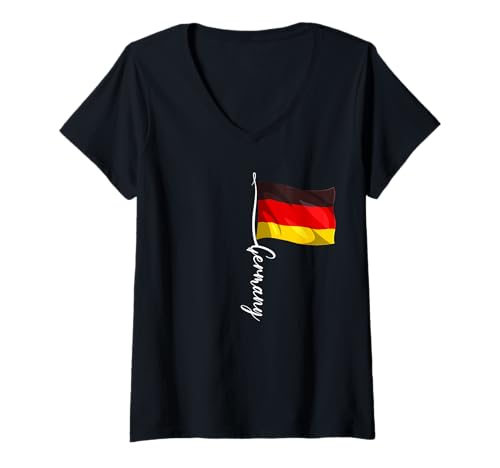 Damen Germany Flaggen T-Shirt mit V-Ausschnitt von Germany Geschenk