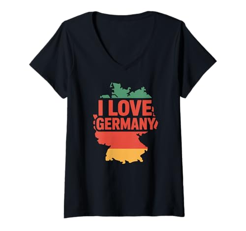 Damen Ich Liebe Deutschland | Feierreisen T-Shirt mit V-Ausschnitt Damen Ich Liebe Deutschland | Feierreisen T-Shirt mit V-Ausschnitt von Germany Heritage Pride Culture Travel