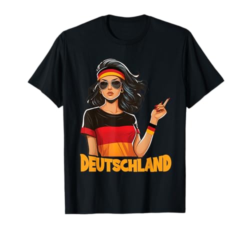 Deutschland Flagge Frau Sonnenbrille Mädchen Germany T-Shirt von Germany Nationalstolz Länder & Deutsch Geschenk
