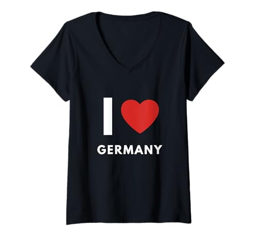 Damen I Love Germany Heart Germany Love Fan Bekleidung T-Shirt mit V-Ausschnitt Damen I Love Germany Heart Germany Love Fan Bekleidung T-Shirt mit V-Ausschnitt von Germany by UberGuber Tees