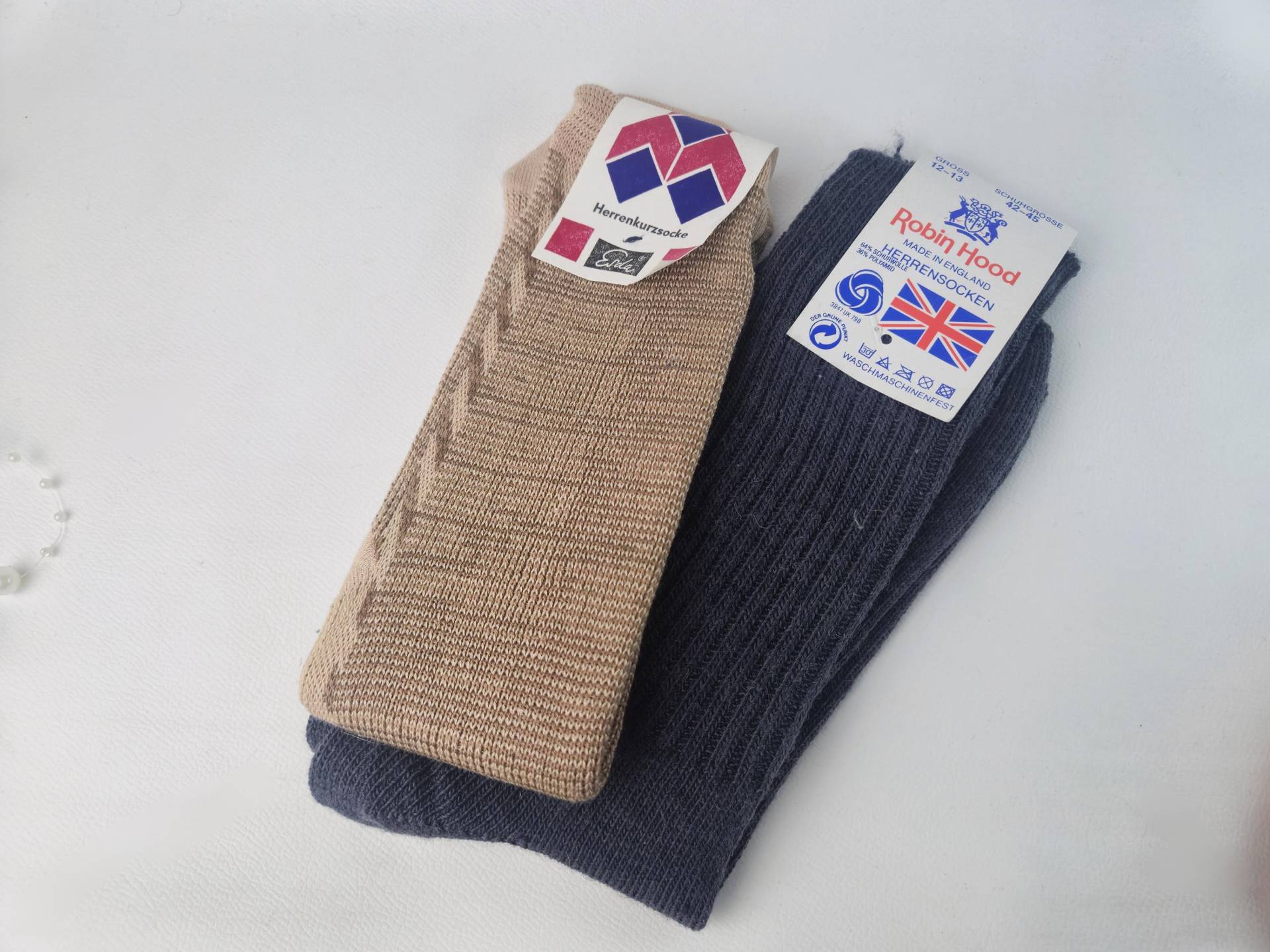 2 Paar Vintage Wollsocken/Herrenkurzstrümpfe Schuhgröße 42 - 45 Gr. 12 13 von Gernewieder