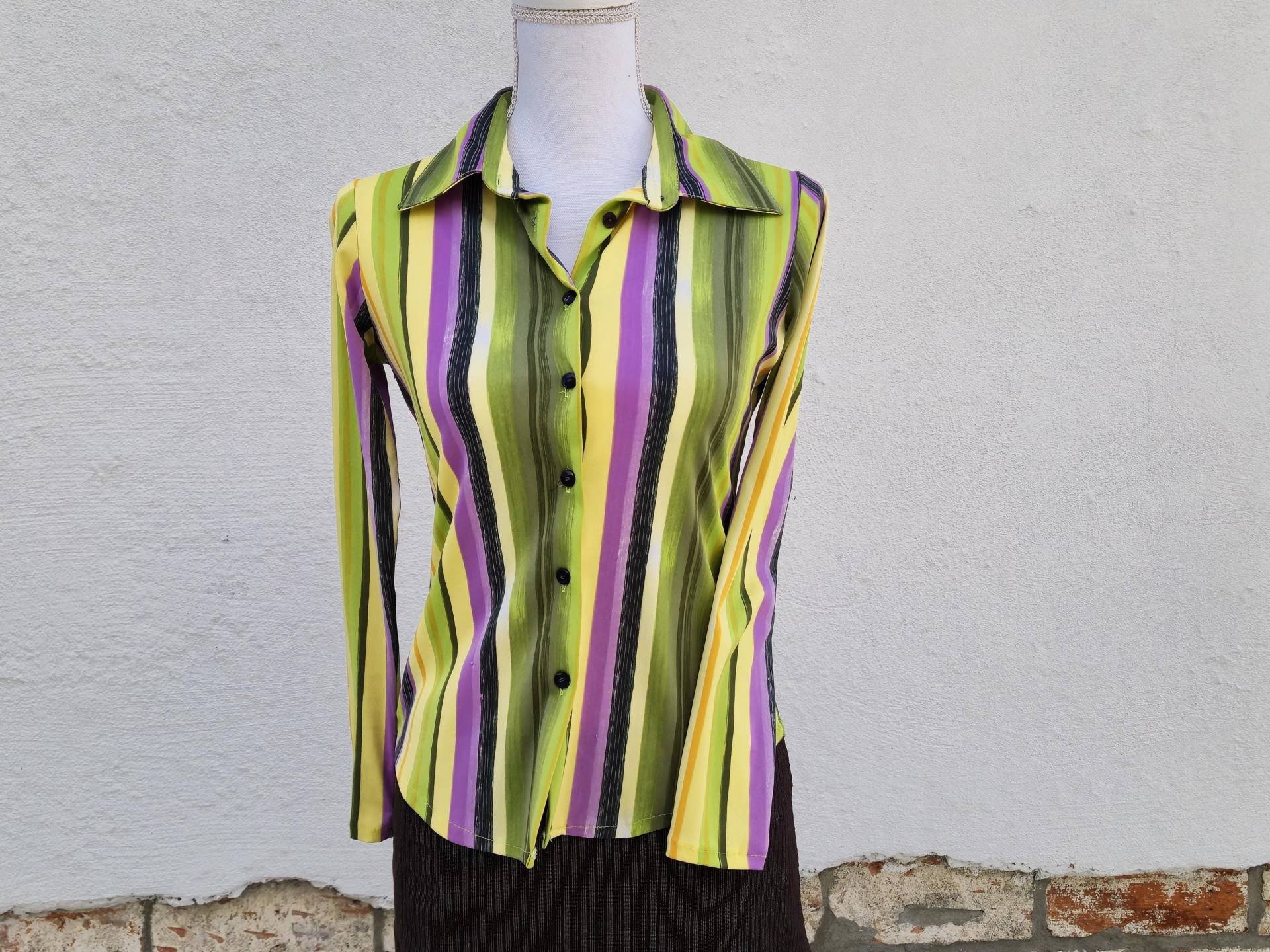 Leichte Bunt Gestreifte Bluse Aus Den 90Er Jahren Gr. S/1990Er Streifen Muster von Gernewieder