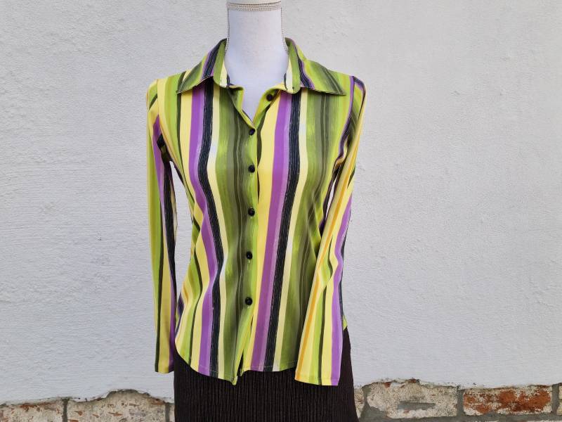 Leichte Bunt Gestreifte Bluse Aus Den 90Er Jahren Gr. S/1990Er Streifen Muster von Gernewieder