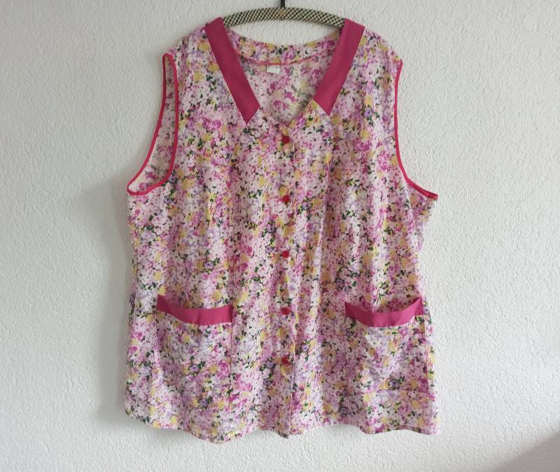Retro Schürze Xxl/Hauskleid Große Größe Kittelschürze 1980Er Jahre Baumwolle U. Polyester Vintage Mode von Gernewieder