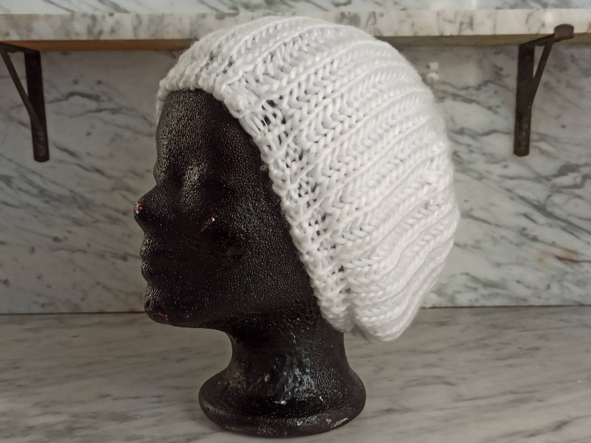 Vintage Mütze/Weiße Strickmütze Oversize von Gernewieder
