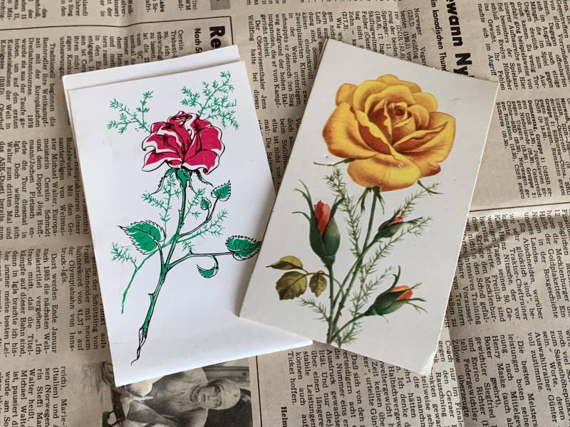 Vintage Nadelbriefchen/2x Nadeln Nähnadeln + Einfädler Ddr Nadelmappe "Rose" Verschiedene Einfädelhilfe Nähutensilien von Gernewieder