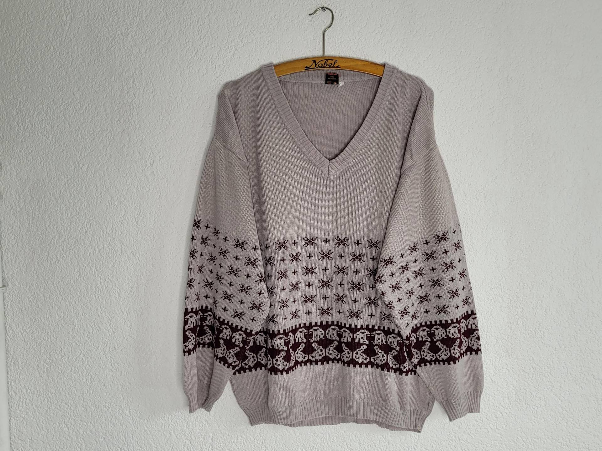 Vintage Pullover 1990Er/Gr. M Oversize L Grau-Braun Retro Sweatshirt Secondhand von Gernewieder