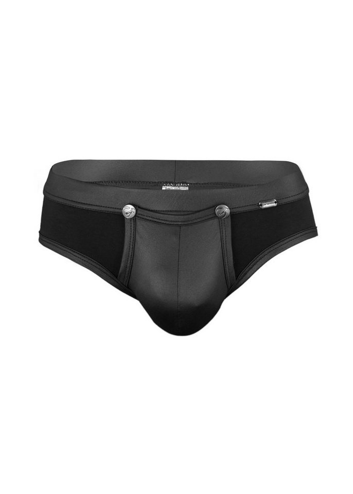 Geronimo Slip Erotic Push or Zipp Mini-Slip mit Druckknöpfen Black S (Mini-Slip, 1-St., Lederoptik) von Geronimo