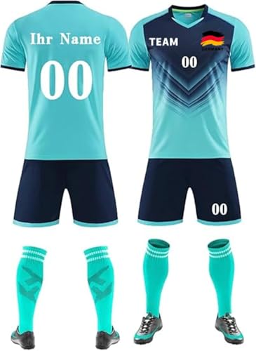 Gerrit Personalisierbares Fussball Trikot Set für Kinder und Erwachsene - Unisex - Hellblau - Einheitsgröße - Athletic - Polyester - Einfarbig mit Namens- und Nummernaufdruck - Sport - Fußballtrikot von Gerrit