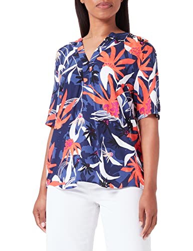 GERRY WEBER Damen 160040-31516 Bluse, Blau/Rot/Orange Druck, 36 von Gerry Weber