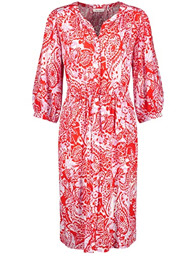 GERRY WEBER Damen 180015-31450 Kleid, Ecru/Weiss/Rot/Orange Druck, 38 von Gerry Weber