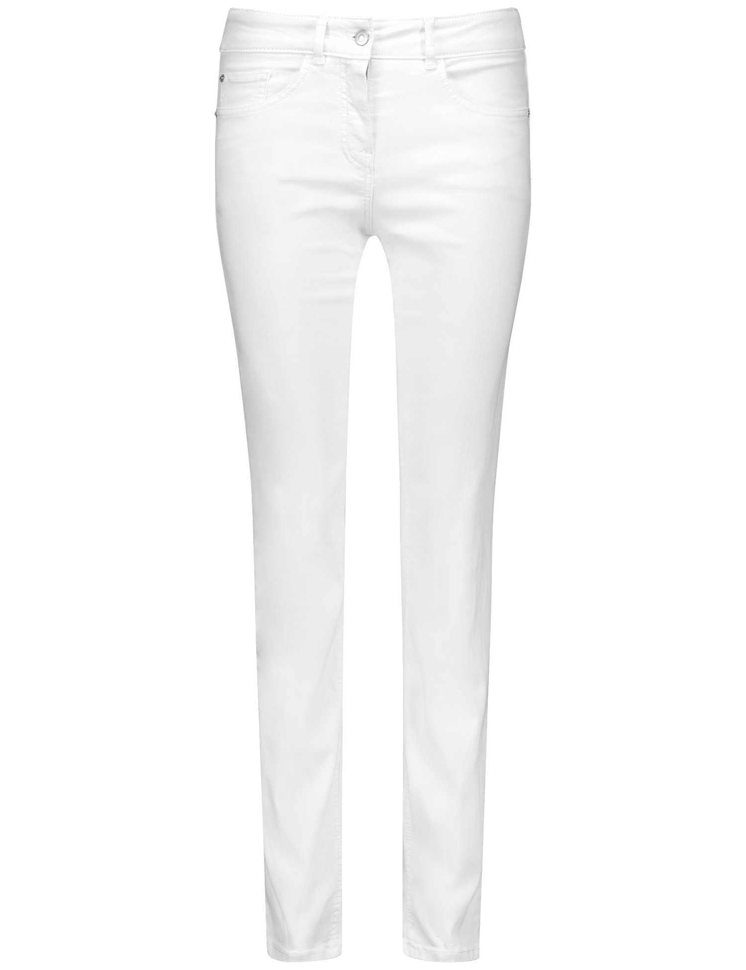 GERRY WEBER Damen 5-Pocket Jeans SOL꞉INE SLIM FIT Kurzgröße Baumwolle Weiss, 44 Kurzgröße von Gerry Weber