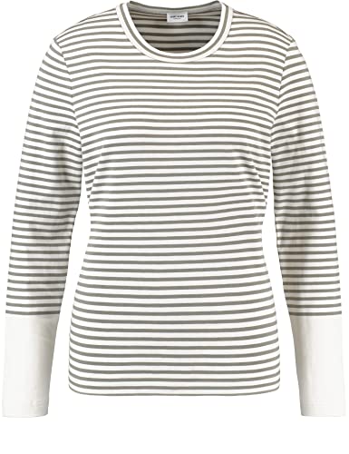 GERRY WEBER Damen 770205-35030 T-Shirt, Khaki Ringel, 34 von Gerry Weber