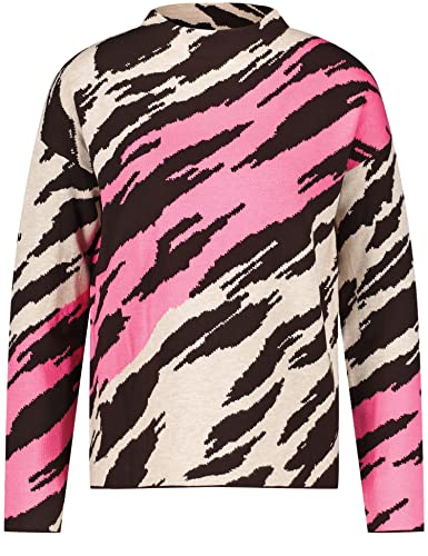 GERRY WEBER Damen 871020-35701 Pullover, Ecru/Weiss/Lila/Pink Gemustert, 48 von Gerry Weber