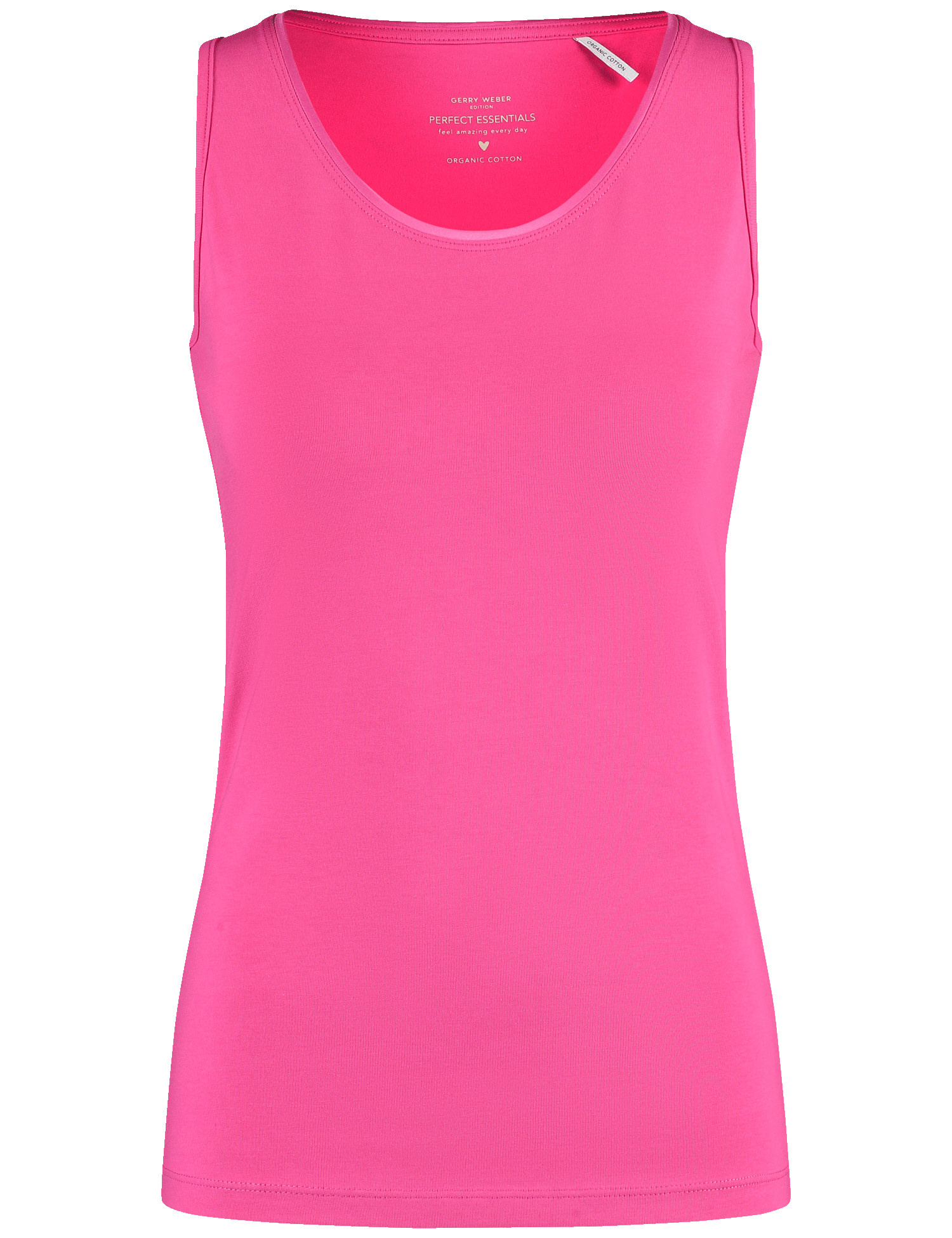 GERRY WEBER Damen Basic Top nachhaltigem Baumwoll-Stretch 62cm Ärmellos Rundhals Baumwolle Pink, 46 von Gerry Weber