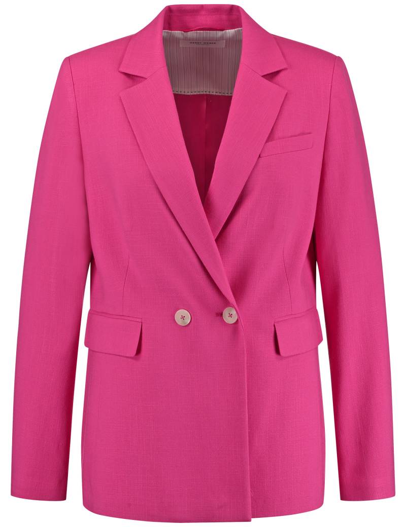 GERRY WEBER Damen Eleganter Blazer mit Struktur 68cm Langarm Revers Viskose Pink, 44 von Gerry Weber