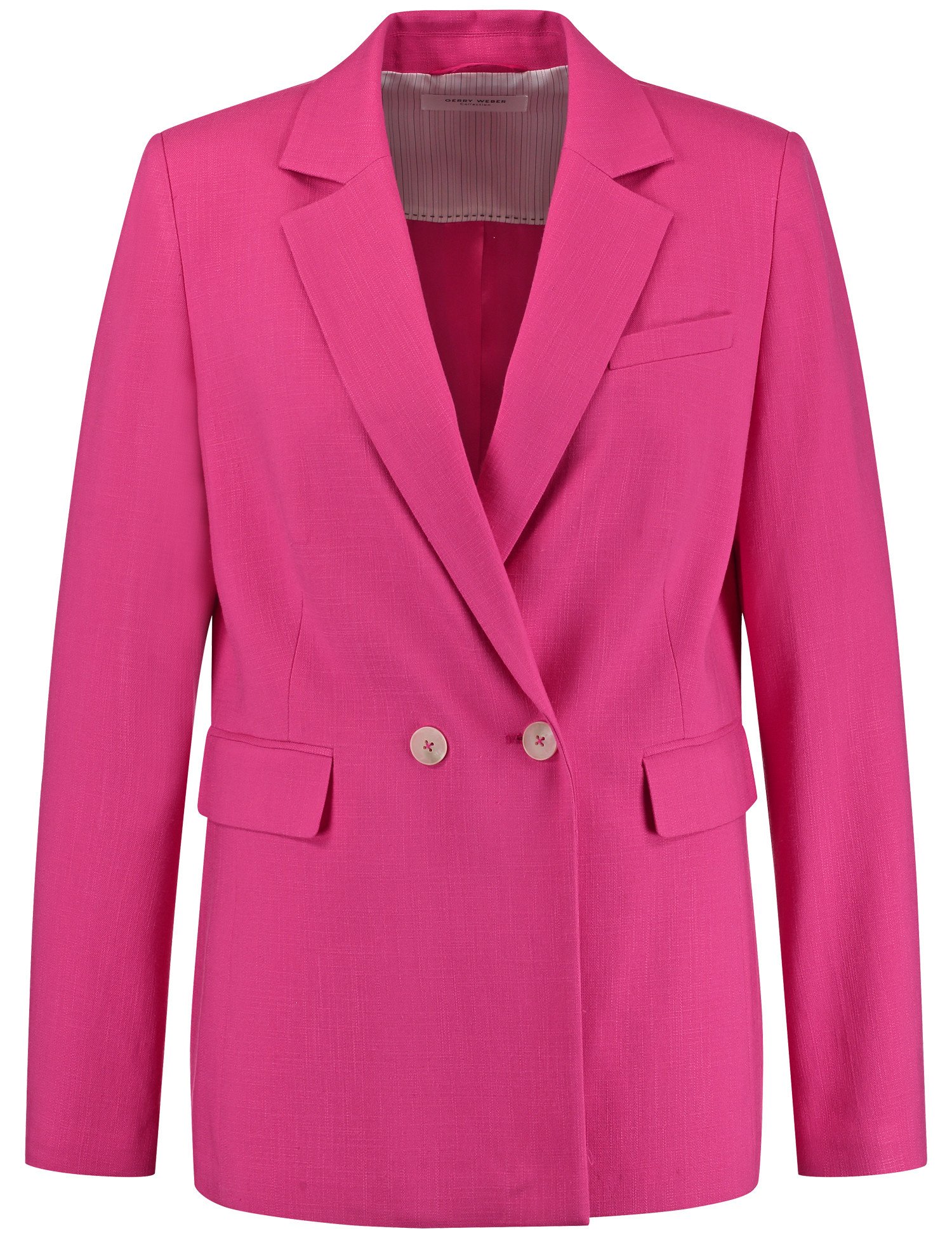 GERRY WEBER Damen Eleganter Blazer mit Struktur 68cm Langarm Revers Viskose Pink, 46 von Gerry Weber