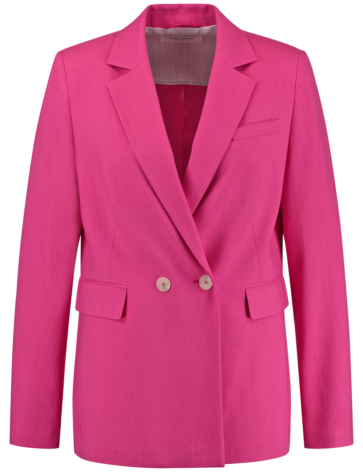 GERRY WEBER Damen Eleganter Blazer mit Struktur 68cm Langarm Revers Viskose Pink, 48 von Gerry Weber