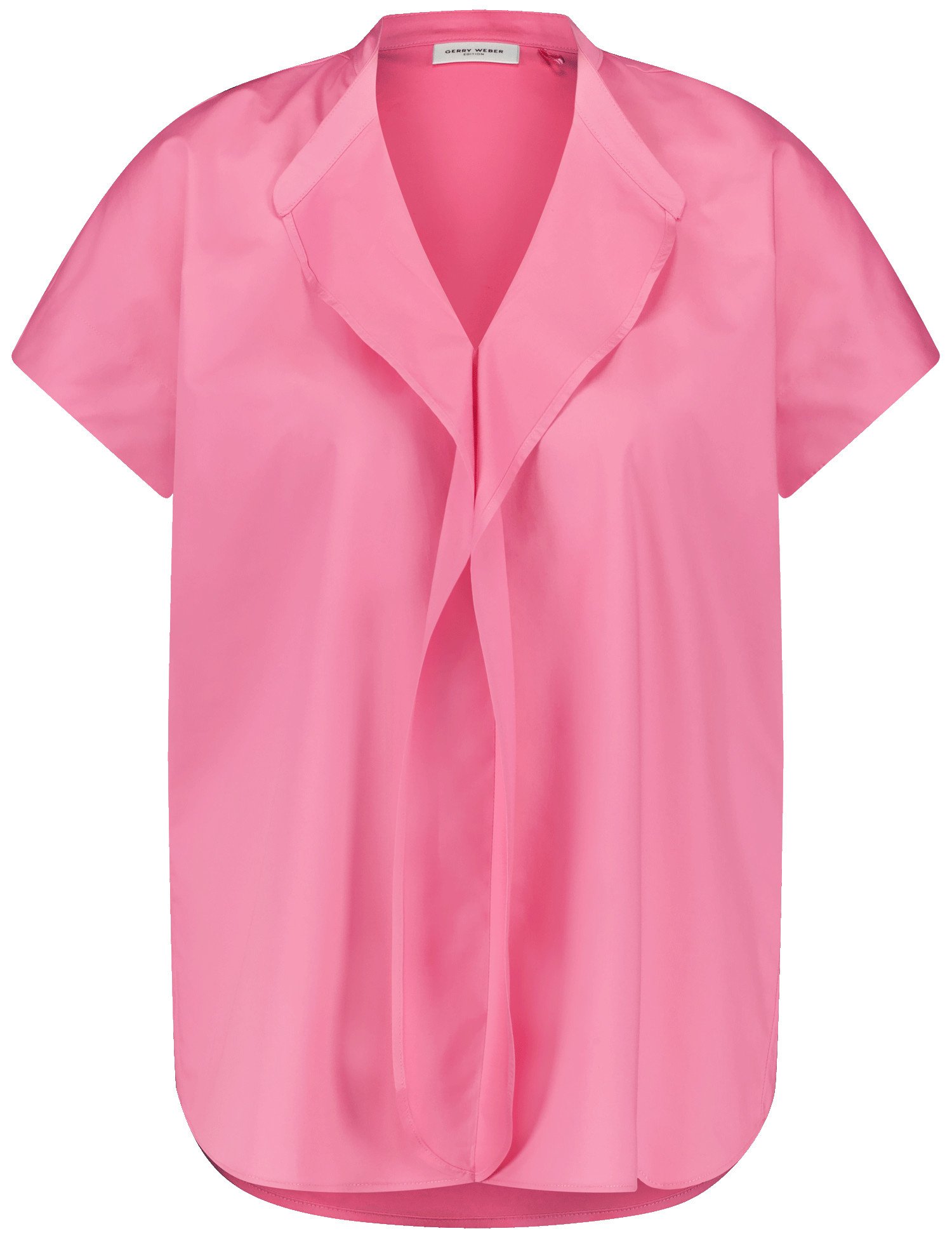 GERRY WEBER Damen Kurzarmbluse mit Volant 66cm V-Ausschnitt Baumwolle Pink, 36 von Gerry Weber