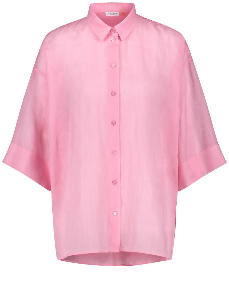 GERRY WEBER Damen Lässige Oversize-Bluse 68cm 3/4 Arm Hemdkragen Ramie Pink, 40 von Gerry Weber
