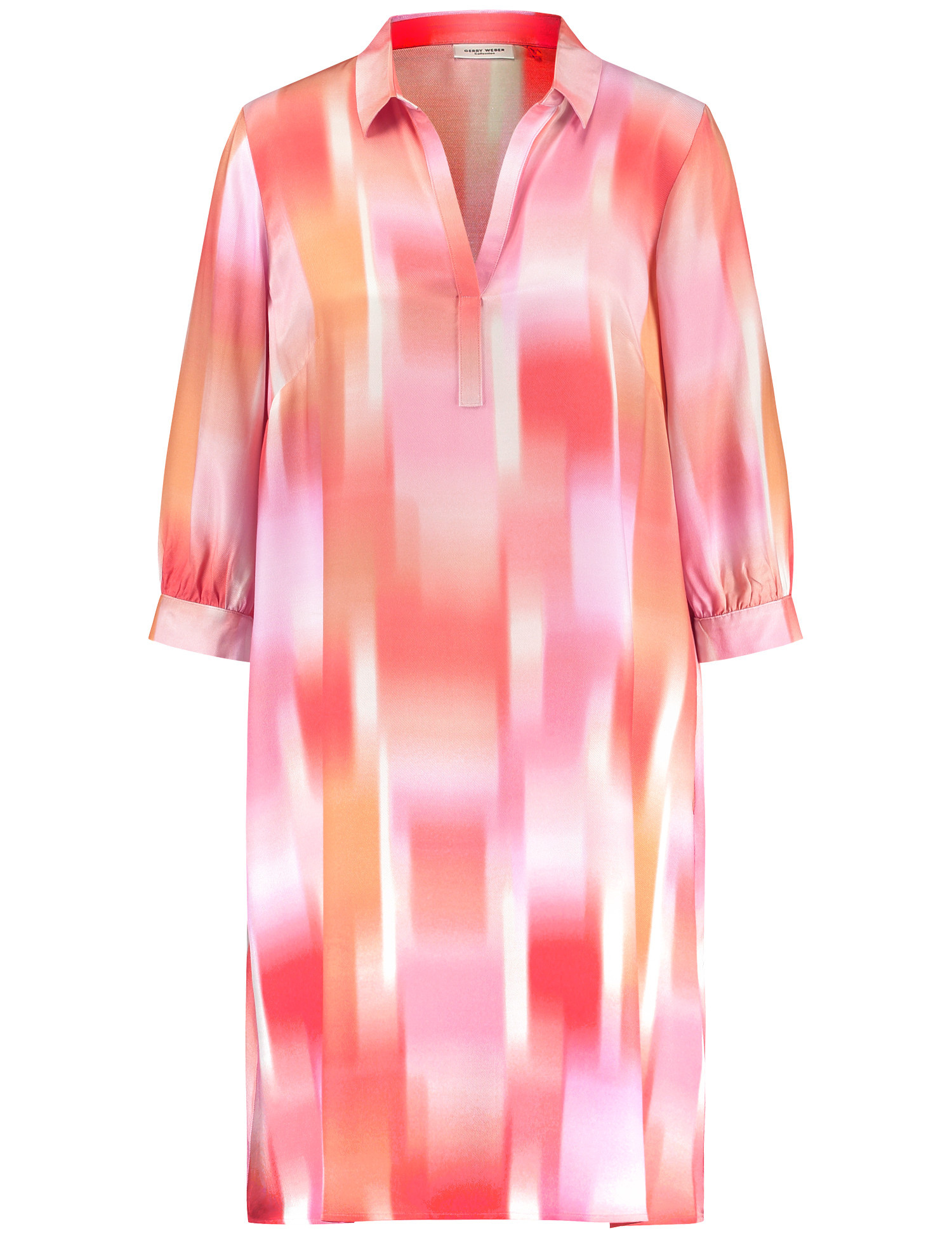 GERRY WEBER Damen Nachhaltiges Blusenkleid 3/4 Arm Mit Kragen Viskose Pink gemustert, 36 von Gerry Weber