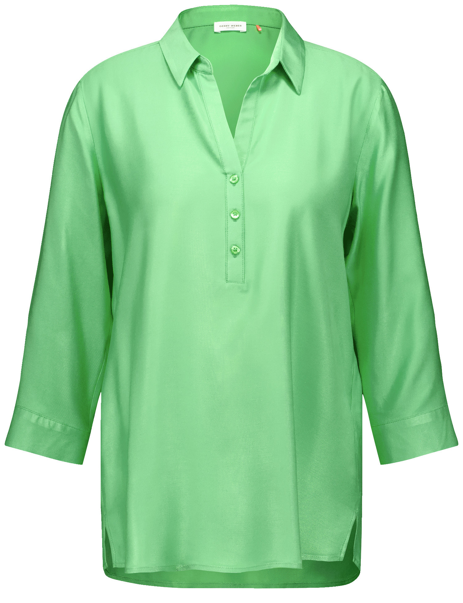 GERRY WEBER Damen Nachhaltiges Blusenshirt mit 3/4 Arm 72cm Hemdkragen Viskose Grün, 36 von Gerry Weber
