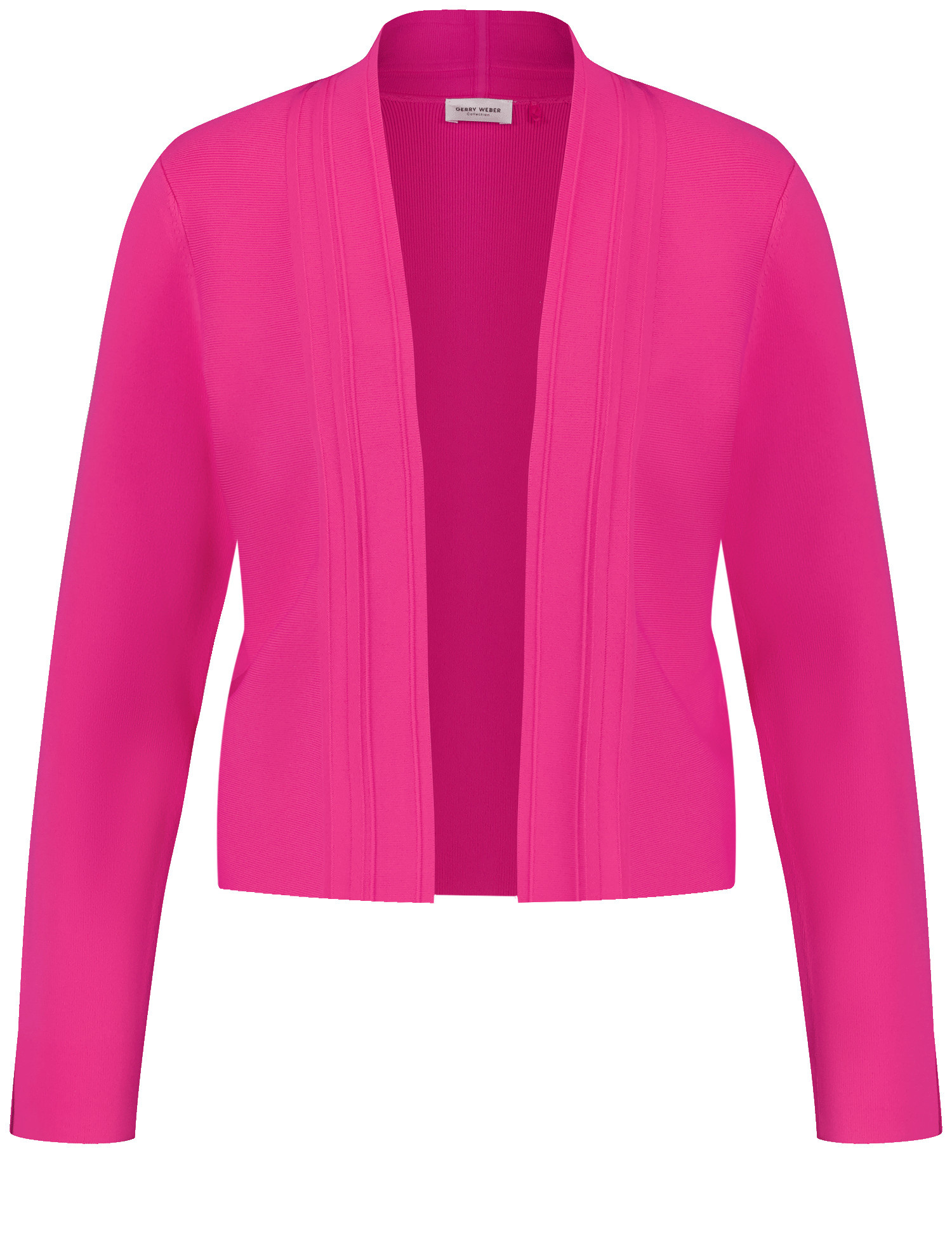 GERRY WEBER Damen Offener Cardigan aus feinem Rippstrick 50cm Langarm Ohne Kragen Viskose Pink, 38 von Gerry Weber