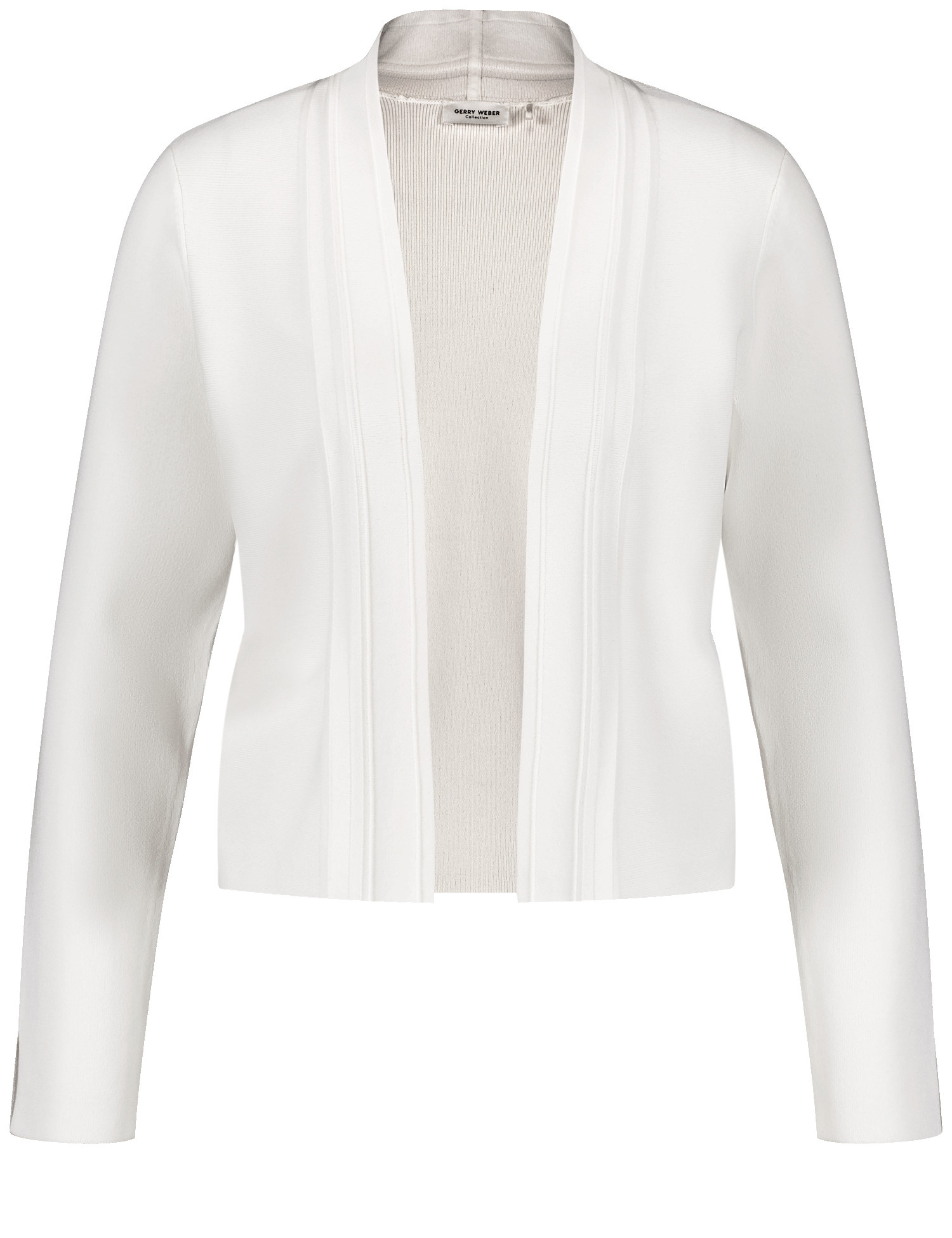 GERRY WEBER Damen Offener Cardigan aus feinem Rippstrick 50cm Langarm Ohne Kragen Viskose Weiss, 42 von Gerry Weber