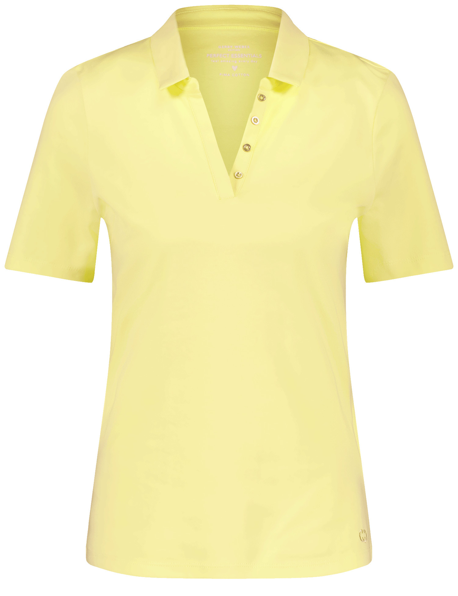 GERRY WEBER Damen Poloshirt aus Baumwolle 64cm Kurzarm Polokragen Gelb, 36 von Gerry Weber