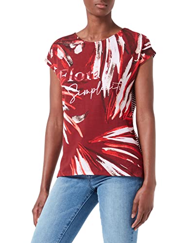 GERRY WEBER Edition Damen 670069-44149 T-Shirt, Dark Cherry/rot/Ecru/Druck, 48 von Gerry Weber