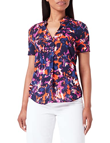 Gerry Weber Damen Gemusterte Kurzarmbluse Kurzarm floral, Gemustert Blau/Lila/Pink Druck 34 von Gerry Weber