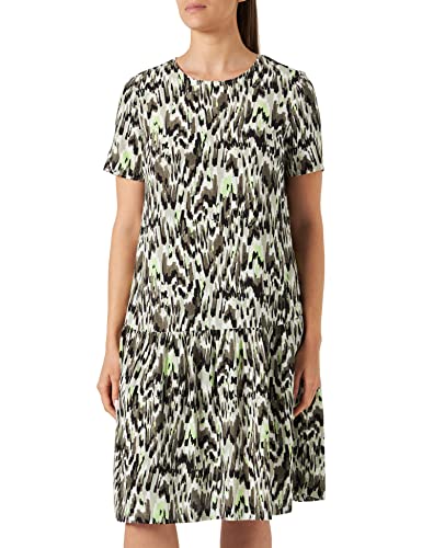 Gerry Weber Damen Gemustertes Kleid mit schwingendem Rockteil Kurzarm Gemustert knieumspielend Grün Druck 36 von Gerry Weber