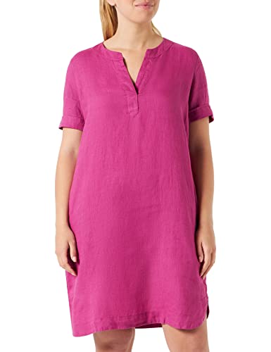 Gerry Weber Damen Leinenkleid mit Ärmelaufschlag Kurzarm, mit Ärmelaufschlag unifarben knieumspielend Orchid 42 von Gerry Weber