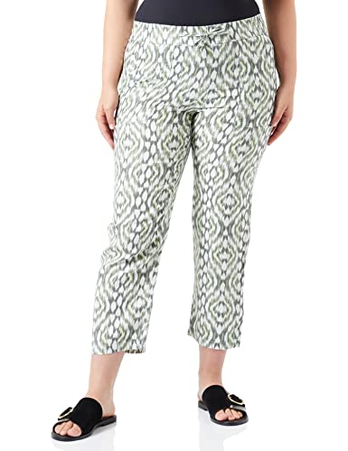 Gerry Weber Damen Gemusterte 7/8 Leinenhose Easy Fit Gemustert 7/8 Länge Grün Druck 40 von Gerry Weber