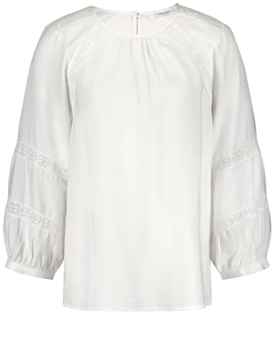 Gerry Weber Damen 3/4 Arm Bluse mit Spitzendetails 3/4 Arm, Ballonärmel, Manschetten unifarben Off-White 40 von Gerry Weber