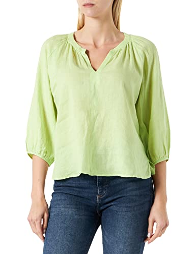 Gerry Weber Damen 3/4 Arm Leinenbluse mit Ballonärmeln 3/4 Arm, Ballonärmel, Raglanarm unifarben Light Lime 38 von Gerry Weber