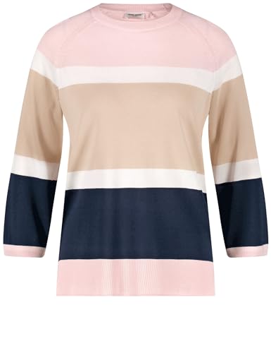 Gerry Weber Damen 3/4 Arm Pullover mit Colourblocking 3/4 Arm, Raglanarm gestreift Blau/Lila/Pink Ringel 38 von Gerry Weber