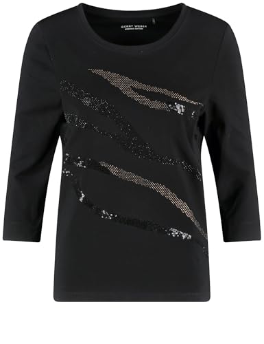 Gerry Weber Damen 3/4 Arm Shirt mit dekorativer Front 3/4 Arm unifarben Schwarz 40 von Gerry Weber