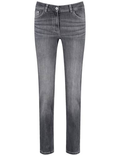 Gerry Weber Damen 5-Pocket Jeans ALIS꞉SA Slim Straight FIT unifarben, Washed-Out-Effekt reguläre Länge Grey Denim mit Use 40 von Gerry Weber