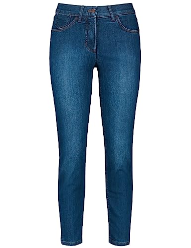 Gerry Weber Damen 5-Pocket Jeans BEST4ME Cropped unifarben, Washed-Out-Effekt 7/8 Länge Dark Blue Denim mit use 36 von Gerry Weber